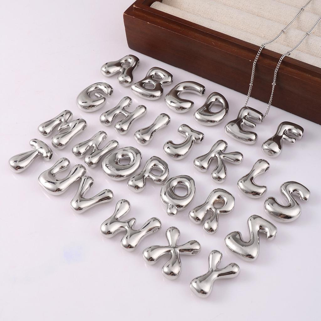 Креативное ожерелье-подвеска с буквами-пузырями A-Z для женщин Посеребренное Массивные ожерелья из нержавеющей стали Подарок