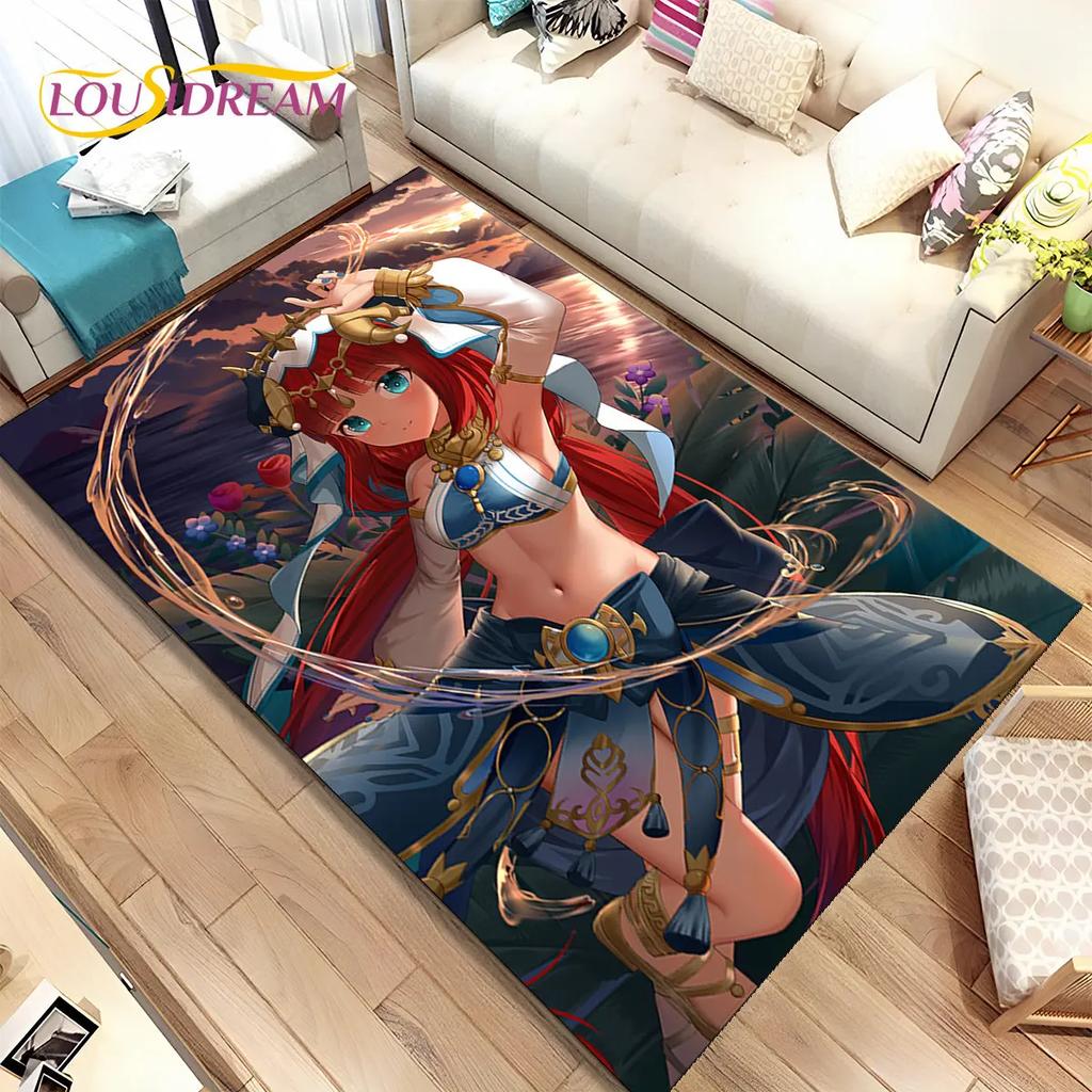 Genshin Impact Cartoon Game Area Rug, ковер для дома, гостиной, спальни, дивана, дверного коврика, кухонного декора, детский нескользящий напольный коврик