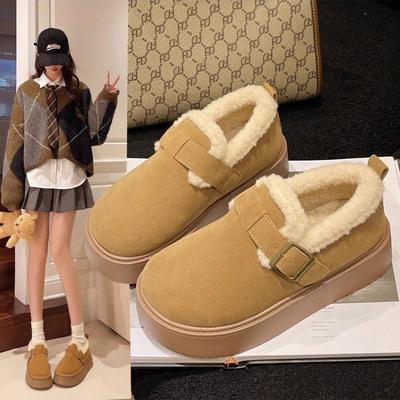 Женские легкие увеличивающие рост толстая подошва зимние теплые меховые один снежные ботинки плюшевая подкладка нескользящие повседневные спортивные хлопковые ботинки меховая обувь