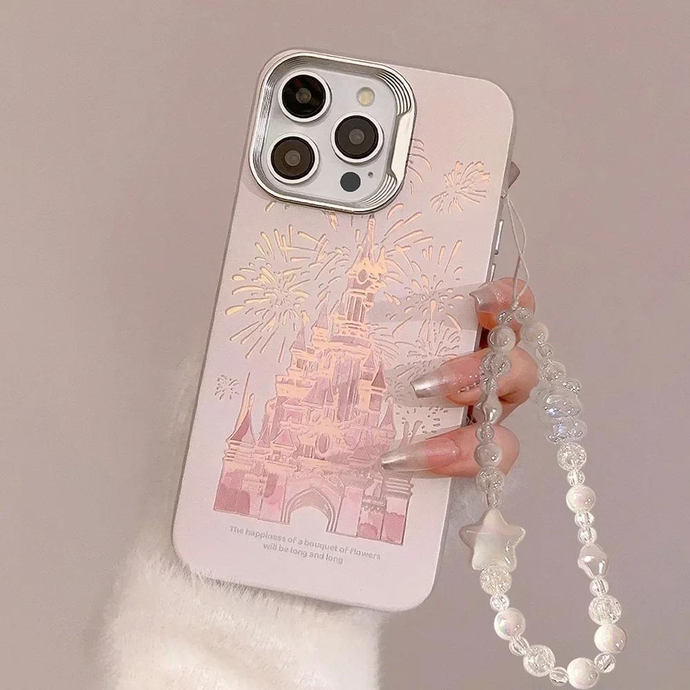 Розовый блестящий чехол для iPhone 16 Pro Max Plus 15 14 13 12 11 Лазерный блестящий Bling Милый мультяшный замок Защитная крышка для iPhone