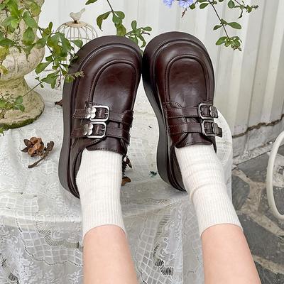 Модные ретро-черные туфли на высокой платформе, женские, весна-осень 2025 года, с юбкой, одинарные туфли loafu