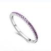 Silver Plated Couple Rings Single Row Diamond Band Wedding Engagement Ring for Women Men