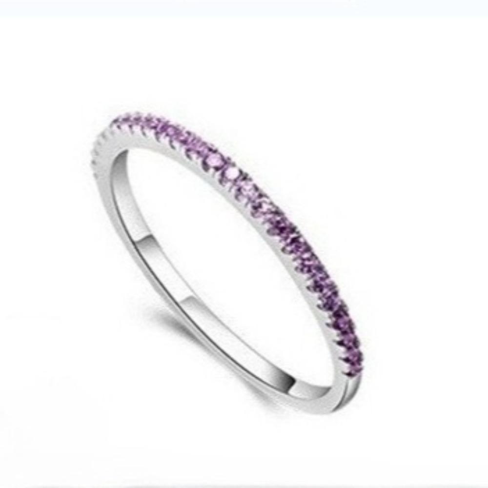 Silver Plated Couple Rings Single Row Diamond Band Wedding Engagement Ring for Women Men