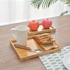 Деревянный бамбуковый поднос, однотонные тарелки для фруктовых закусок, поднос для хлеба, для хранения чая, фруктового хлеба для барбекю