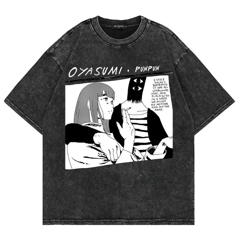Графическая футболка GOODNIGHT PUNPUN для мужчин и женщин Одежда Футболка Летняя с коротким рукавом Футболки Топы Стирка Оверсайз Хлопковая футболка