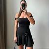 Женская мода лето весна однотонный принт с коротким рукавом на одно плечо с высокой талией повседневные платья