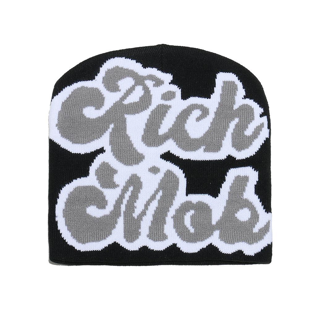 Temu осень-зима новая вязаная шапка-пуловер многоцветная с надписью теплая шапка мужская и женская шерстяная вязаная шапка