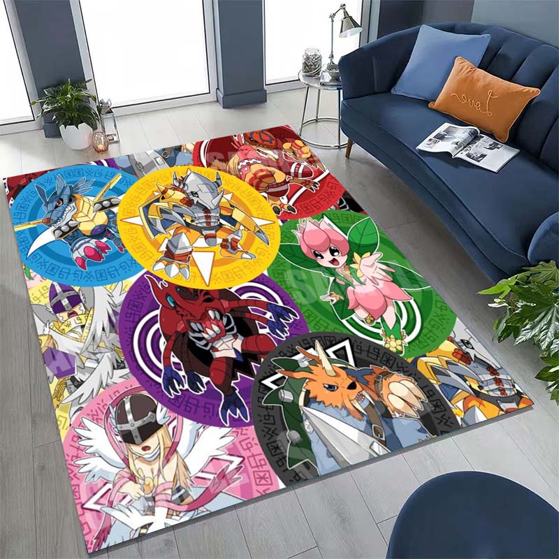 The New (Digimon) Rug Is Suitable for Home Décor in Game Rooms, Bedrooms, Living Rooms, Sofas, and Other Areas.