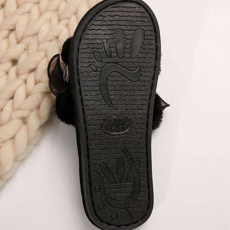 Модные хлопковые тапочки с отделкой из стразов для женщин, черные плюшевые тапочки из искусственного меха для женщин, осенне-зимние легкие нескользящие хлопковые шлепанцы для дам