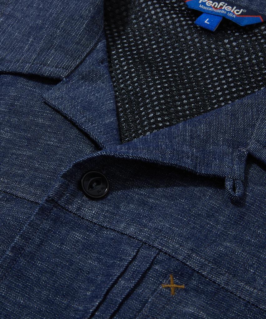 PENFIELD Washed Slub Denim Open Collar Short Sleeve Shirt Indigo_Fs2Wr02U