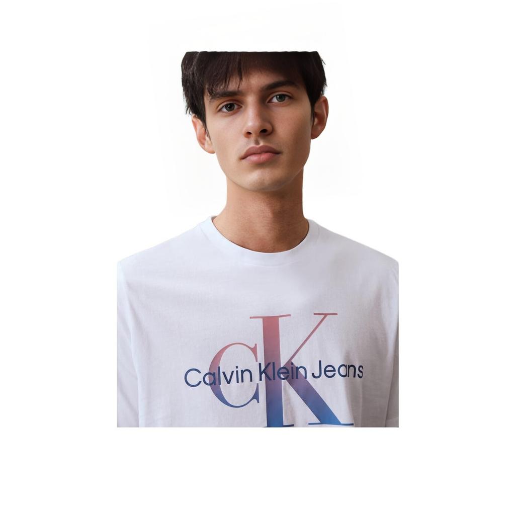Calvin Klein Повседневная футболка унисекс с коротким рукавом и круглым вырезом, с принтом букв, цвет 'Лунно-белый', 40KC837-YAA