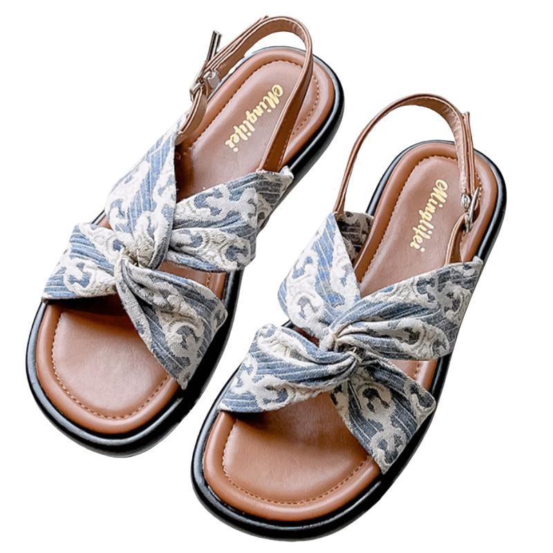 Fashion Women Flat Rome Sandals 2025 Summer New Low Heels Print Beach Vacation Sandals Fashion Outdoor Casual Comfy Women Sandals