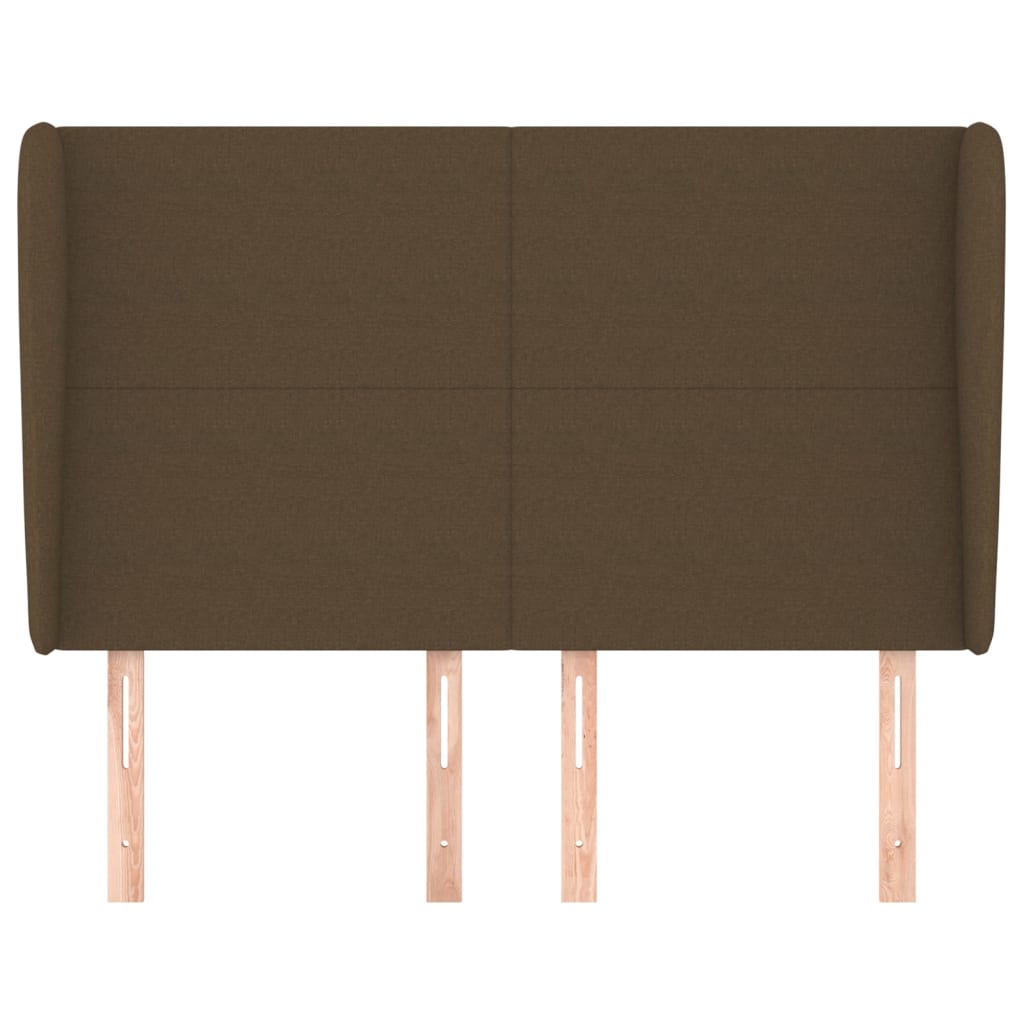 Headboard with Ears Dark Brown 147 x 23 x 118 128 cm Fabric