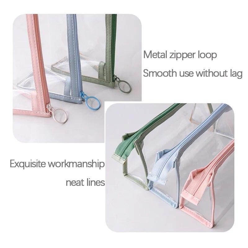 Прозрачный пенал большой емкости, простая сумка для ручек, кавайная косметичка, школьные канцелярские принадлежности, офисные принадлежности