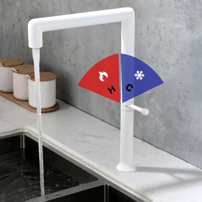 Kitchen Sink Faucet White/Brushed Gold/Gunmetal/Rose Gold/Brushed Kitchen Hot And Cold Mixer Rotatable Stainless Steel Tap