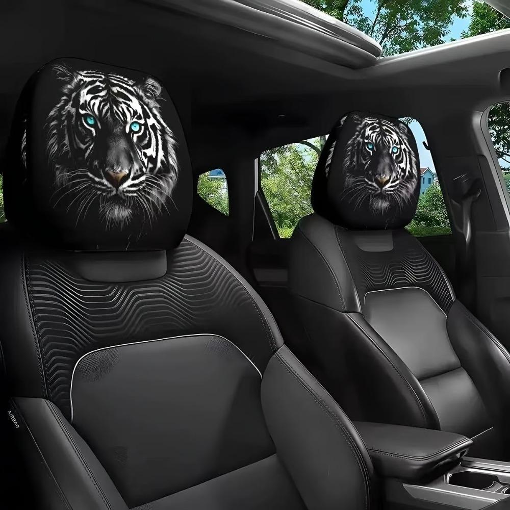 2Pcs Funny Car Seat Headrest Protectors Elastic Automobile Pillowcase Halloween