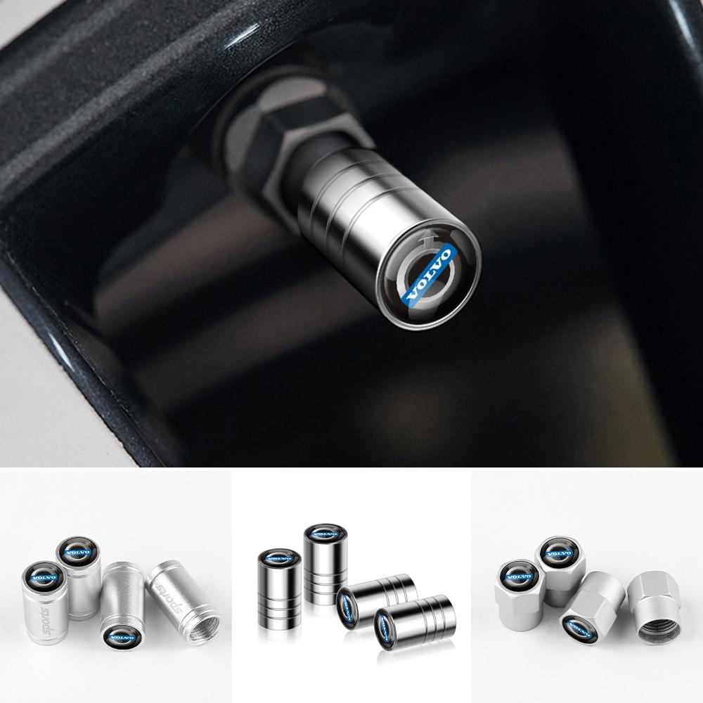 4pc Car Badges Wheel Tire Valve Stem Caps Covers Car Accessories For Volvo Rdesign XC60 XC90 V40 V50 V60 xc70 V70 V90 T6 S40 S60
