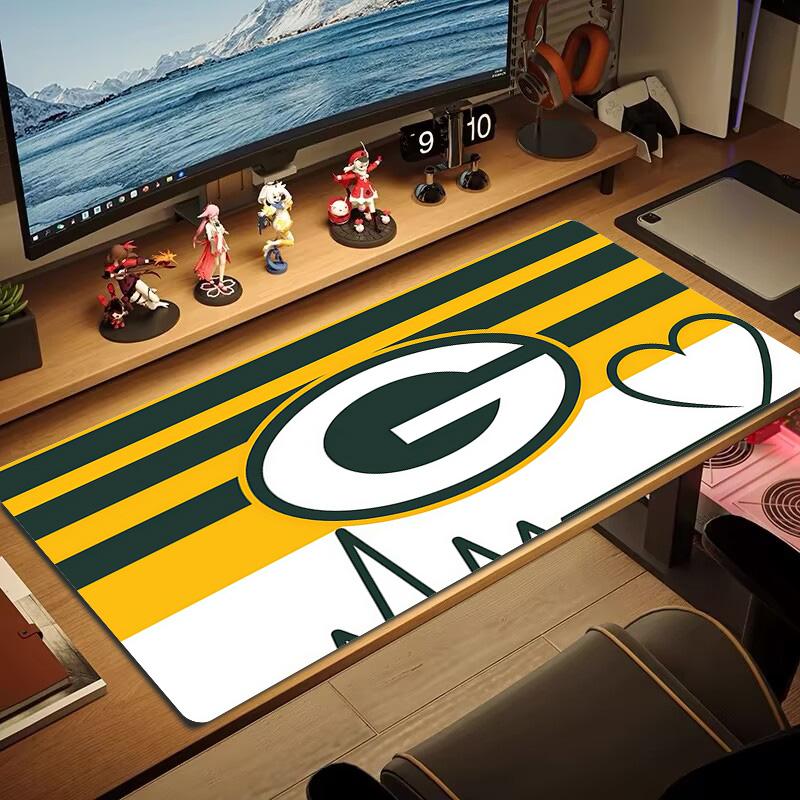 Green Bay Packers Print Cushion Non-slip Laptop Tablet Big Mousepad XXL Mat Mini PC Playmat With Lock edge