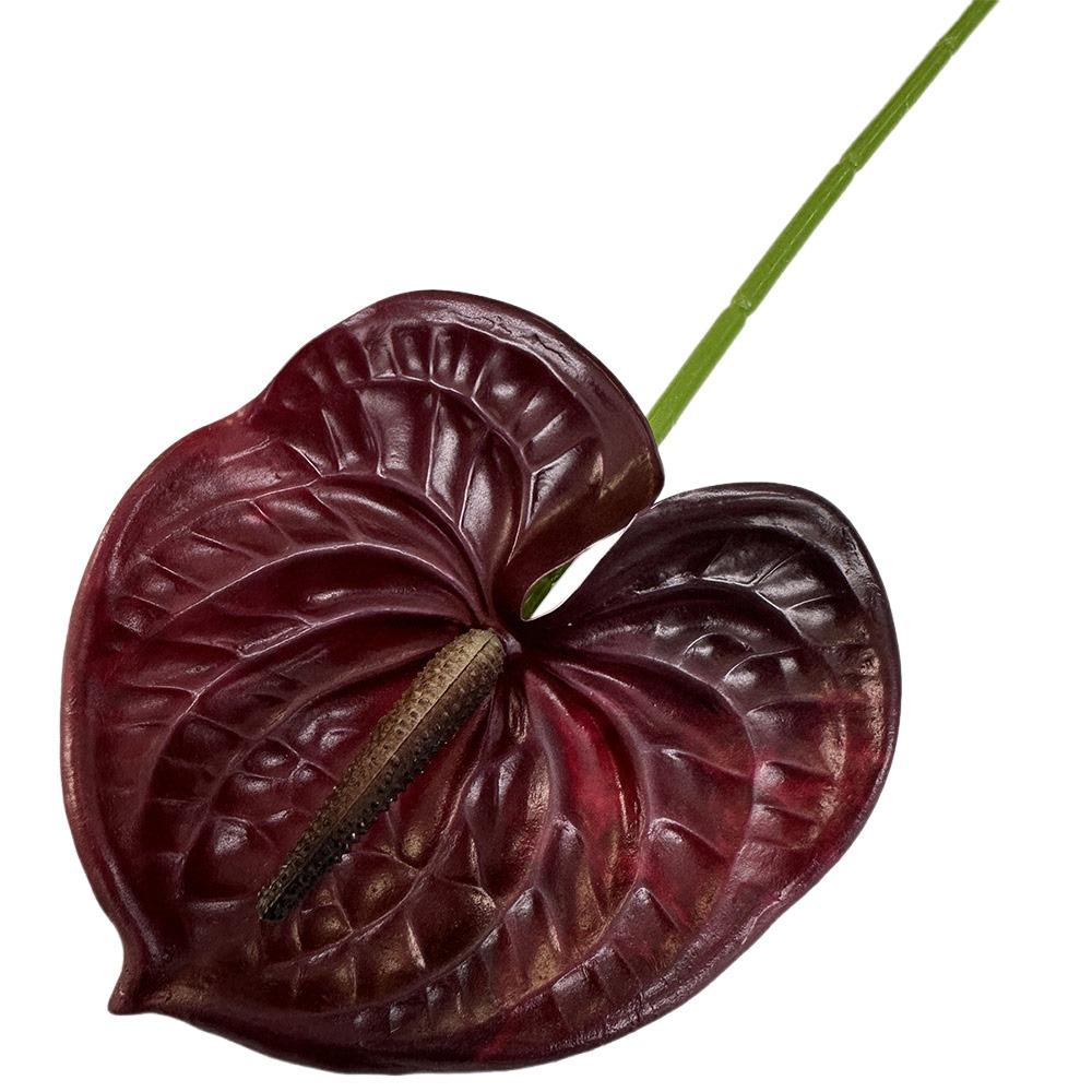 Soft Rubber Artificial Small Anthurium 60cm Simulation Plant Faux Red Palm  Home Decoration