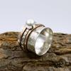 Кольцо из стерлингового серебра 925 пробы, Кольцо с белым жемчугом, Двухцветное кольцо, Кольцо в богемном стиле, Дизайнерское кольцо, Серебряные украшения