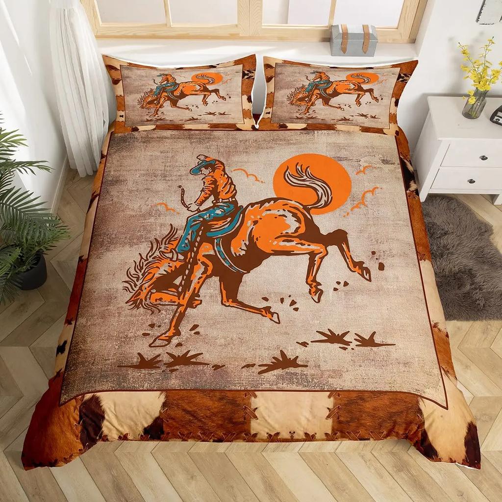 Пододеяльник в стиле вестерн-ковбой, комплект постельного белья Twin King Cowboy Boots Hat Floral Exotic Farmhouse Cowboys Patchwork