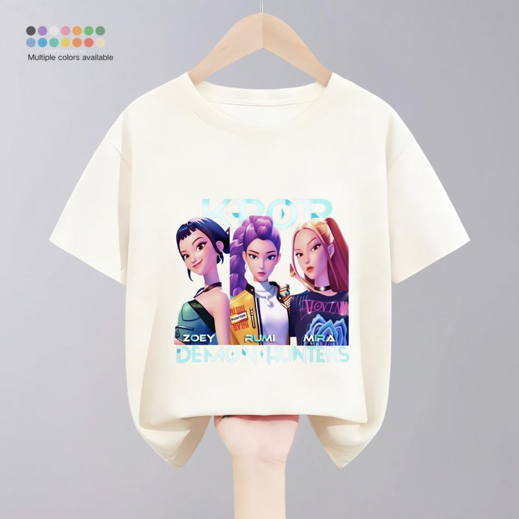 Kpop Охотники на демонов Детская одежда Футболки Летние Новая мода Популярные Топы с коротким рукавом Футболка Детская одежда Повседневные футболки