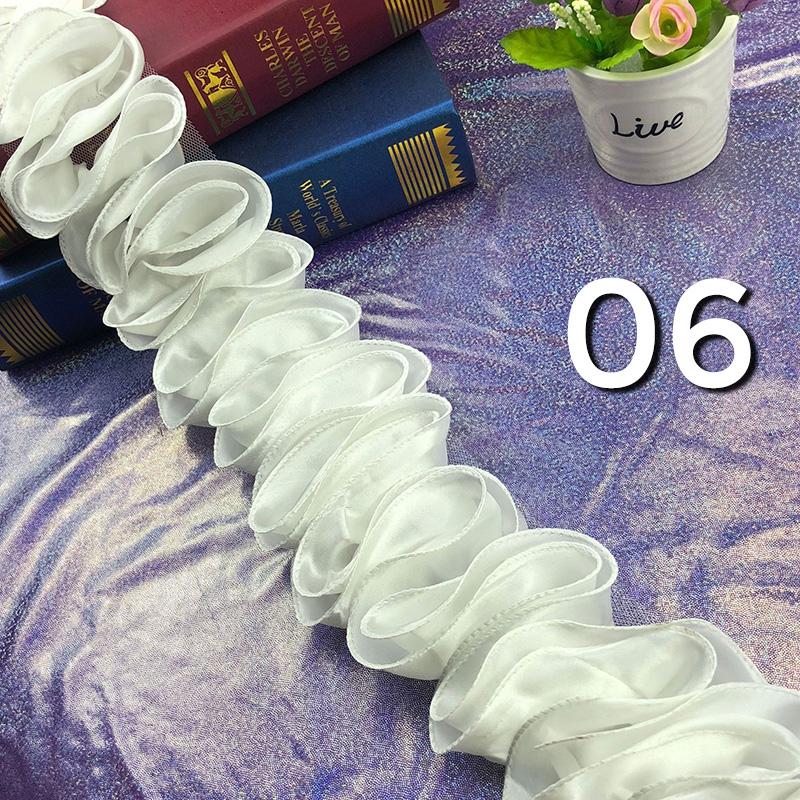 5 ярдов кружевной отделочный край шифон атлас плиссированная лента собранная ткань для поделок платье юбка подол букет украшение