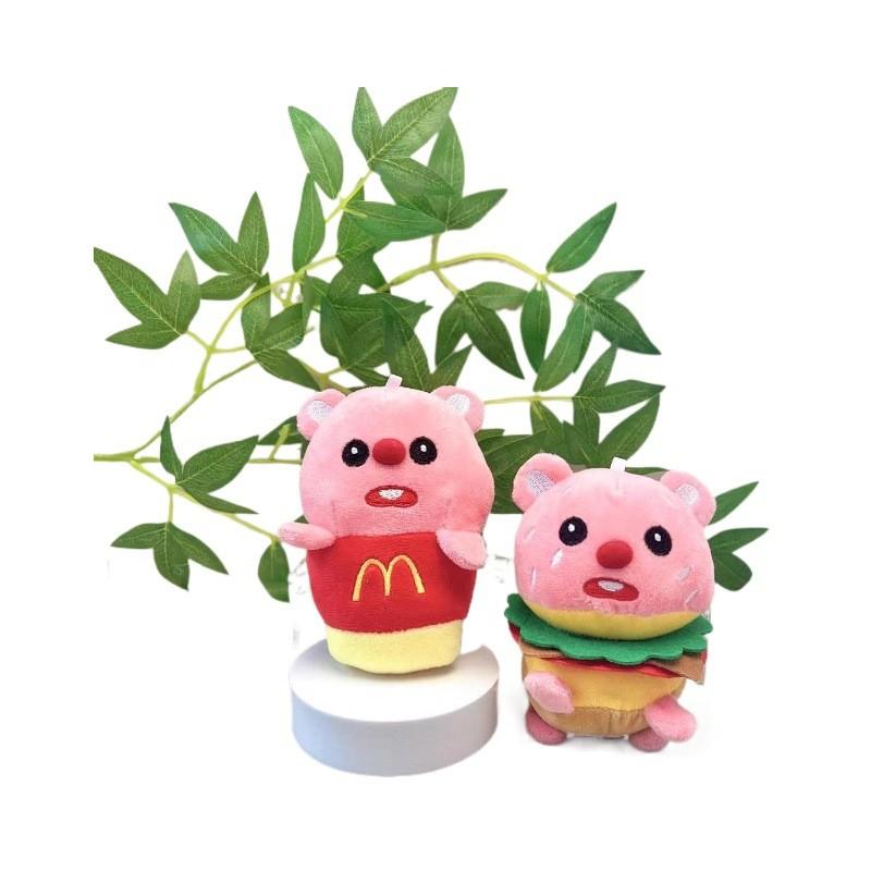 Очаровательная плюшевая кукла бобра с дизайном гамбургера и картофеля фри для подарков и аксессуаров