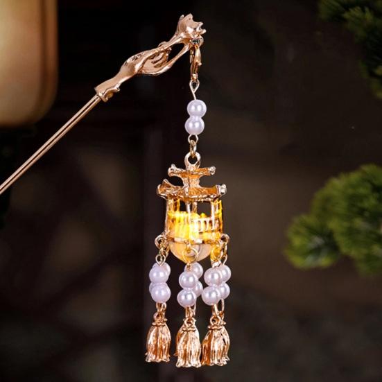 Женская палочка для волос, винтажный традиционный китайский дворец, форма фонаря, кулон, декор из искусственного жемчуга, кисточка, изысканные вилки для волос, платье Ханфу