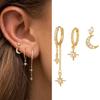 3PCS Exquisite Zircon Hanging Earrings Set For Women Elegant Butterfly Moon Star Drop Dangle Earrings Piercing Jewelry Party Gifts