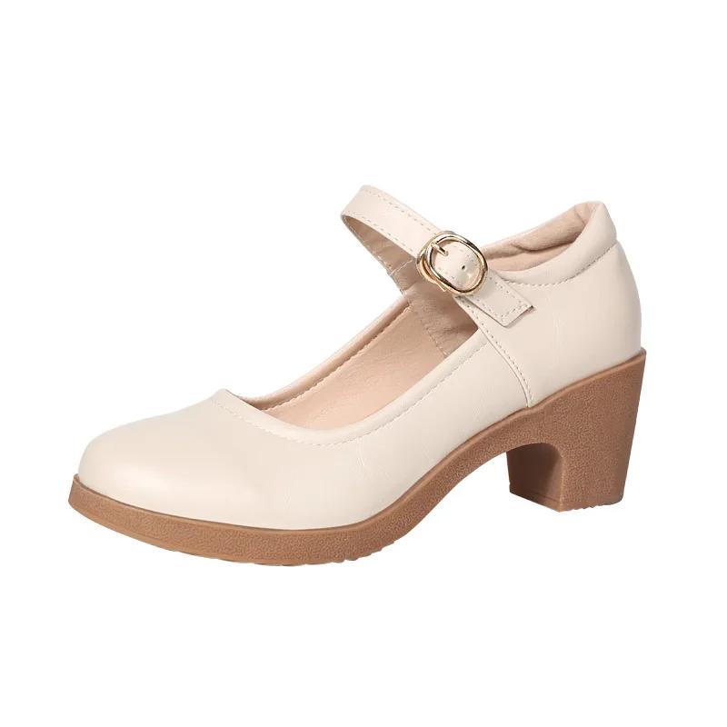 2024 Новые туфли на танкетке, женские туфли, ретро, с круглым носком, пряжкой, высокие каблуки, новые, на толстой подошве, женские повседневные туфли в студенческом стиле, Zapatos