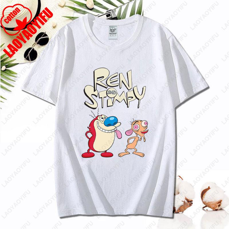90s Ren Stimpy Show Nickelodeon Nicktoons Dial Cartoon Tshirt Vintage Classic Fashion Streetwear Cotton All Match Unisex Tees