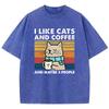 I Like Cats And Coffee Printing Women Wash Clothes Casual Fashion Tshirts Soft Breathable Tee Tops Cool Summer T Shirts FeUnisex