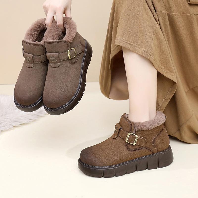 Женские зимние теплые нескользящие ботинки-дутики большого размера на мягкой подошве с меховой подкладкой до щиколотки, нескользящие, для пешего туризма, для активного отдыха, хлопковые ботинки