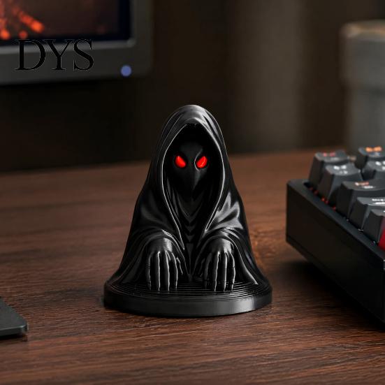 Игровой стеллаж Дисплей Фигурка призрака в плаще на Хэллоуин с красными глазами, 3D-печать, матовая, креативные подарки, черный готический орнамент для стола, шкафа