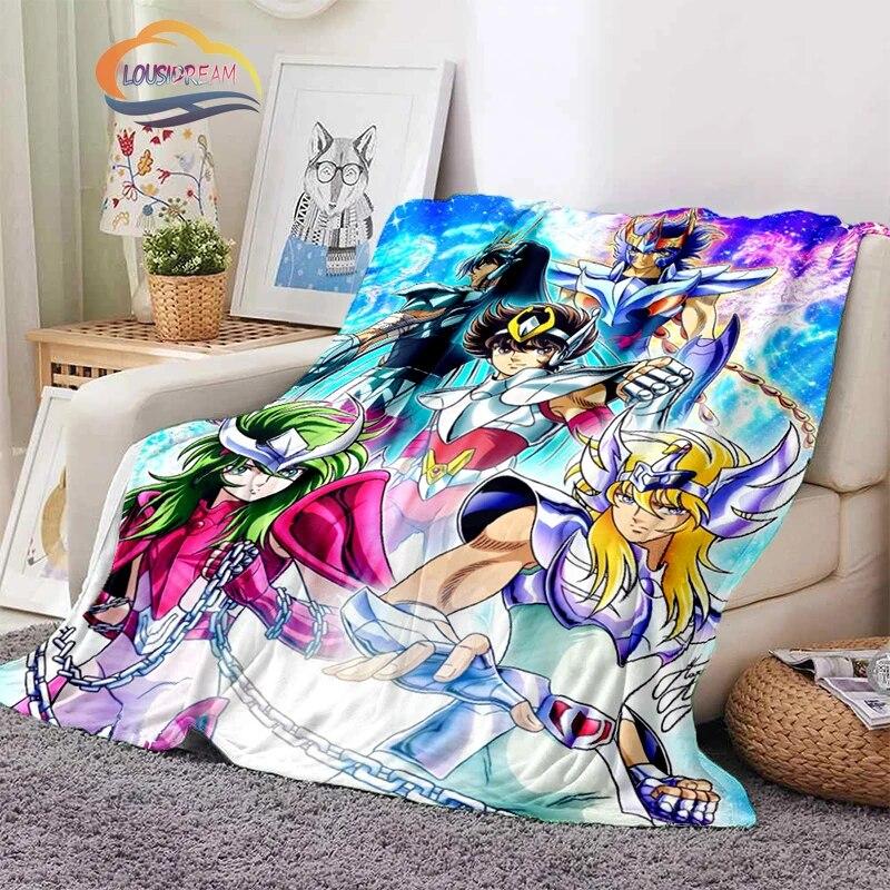 Classics Animated Character Seiya Patterned Wool Blanket Cartoon Saint Seiya Series Children Shawl and Sofa Super Soft