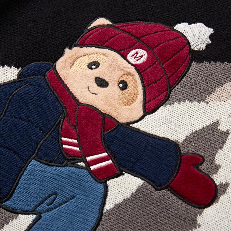 MQD Boys' Winter Cartoon Print Mock Neck Cotton Sweater