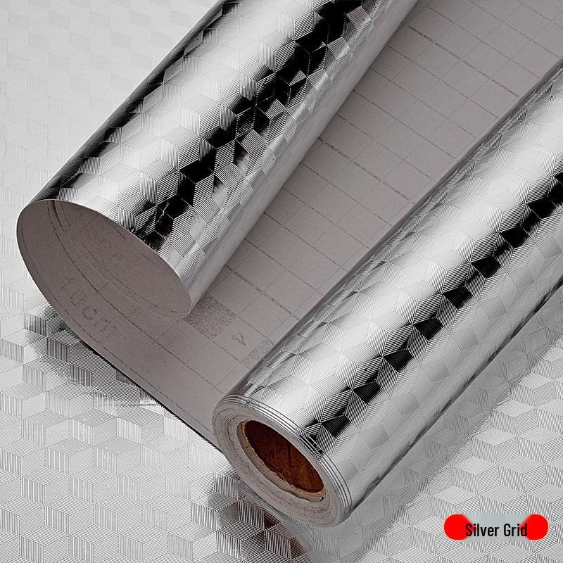 Oil-Proof Waterproof Self-Adhesive Kitchen Stickers: Moisture & Heat Resistant Tin Foil Wallpaper.