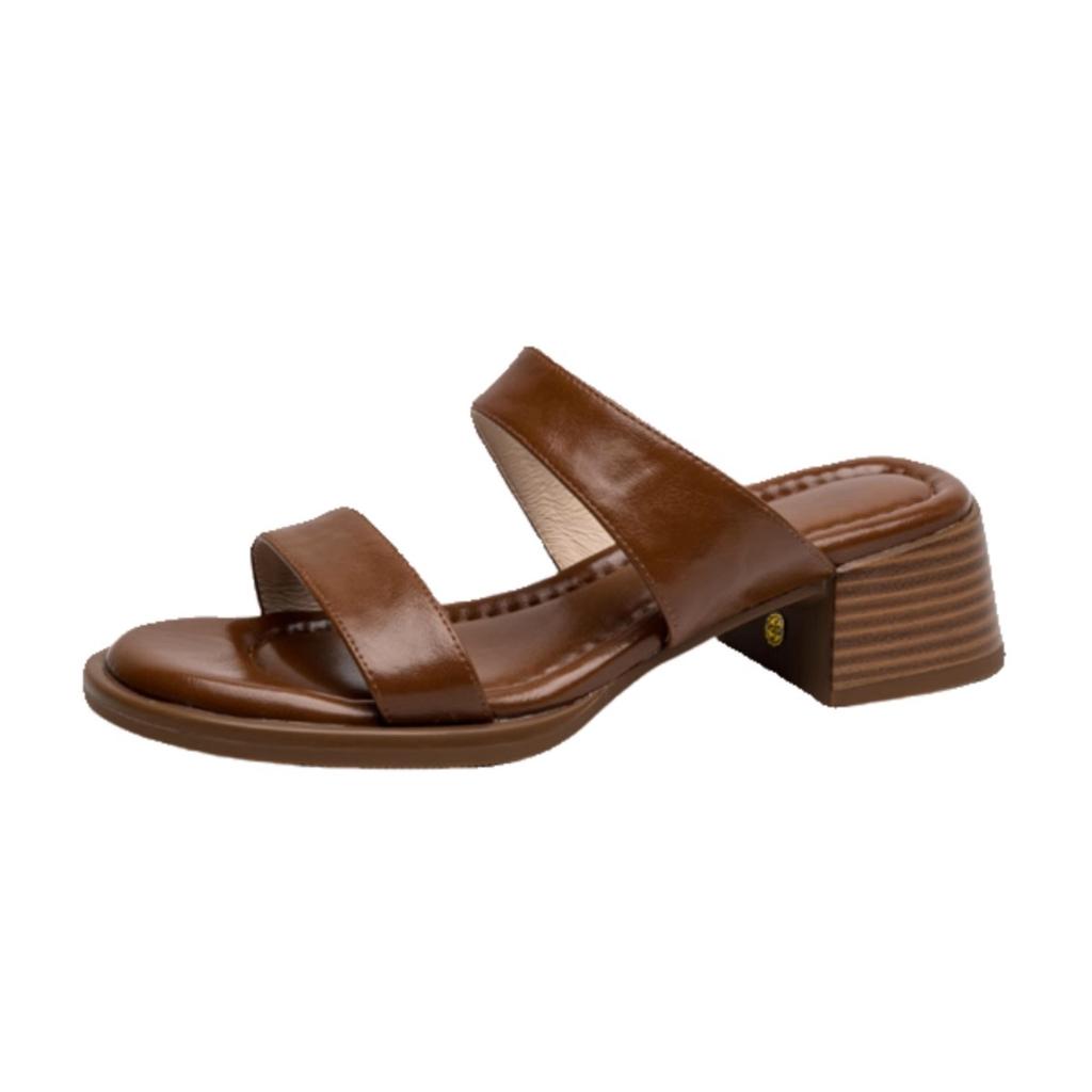 Ретро британский стиль, толстый каблук с крутыми шлепанцами, женский средний каблук с ощущением педали при ходьбе, летние новые уличные шлепанцы