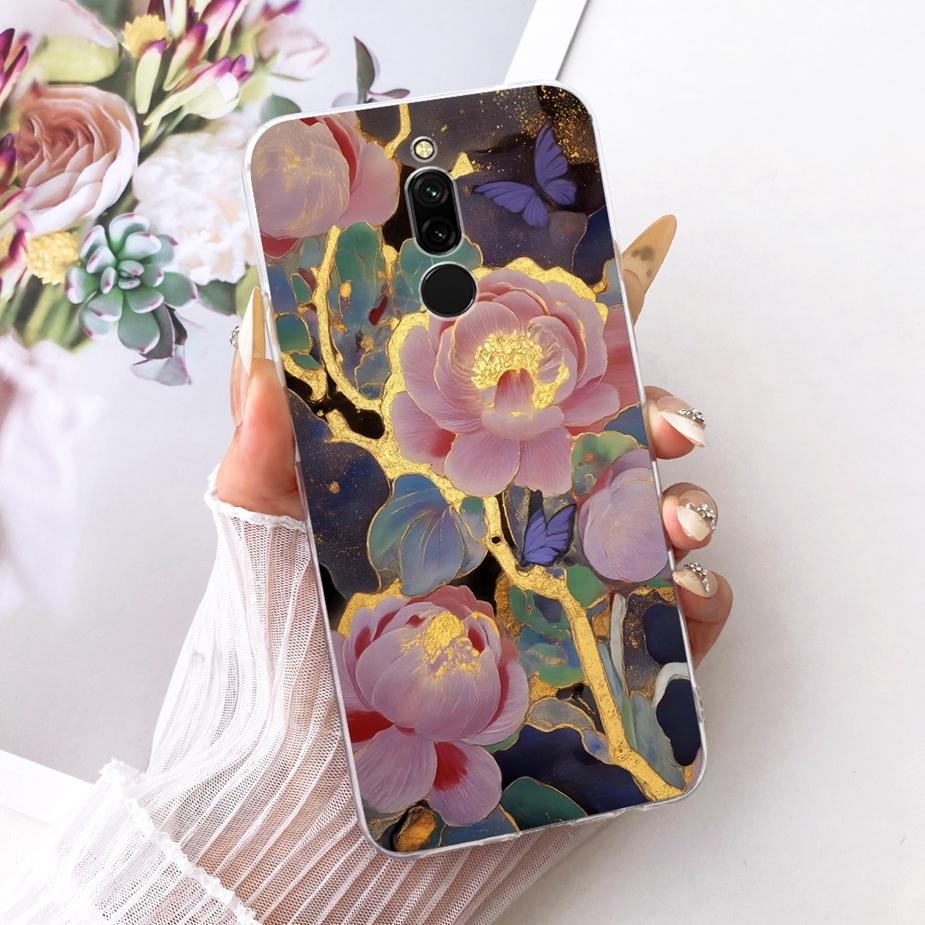 For Xiaomi Redmi 8 8A Case Luxury Flowers Butterfly Painted Cover Soft Slim Phone Case For Xiaomi Redmi 8A 8 Redmi8 Redmi8A Bags