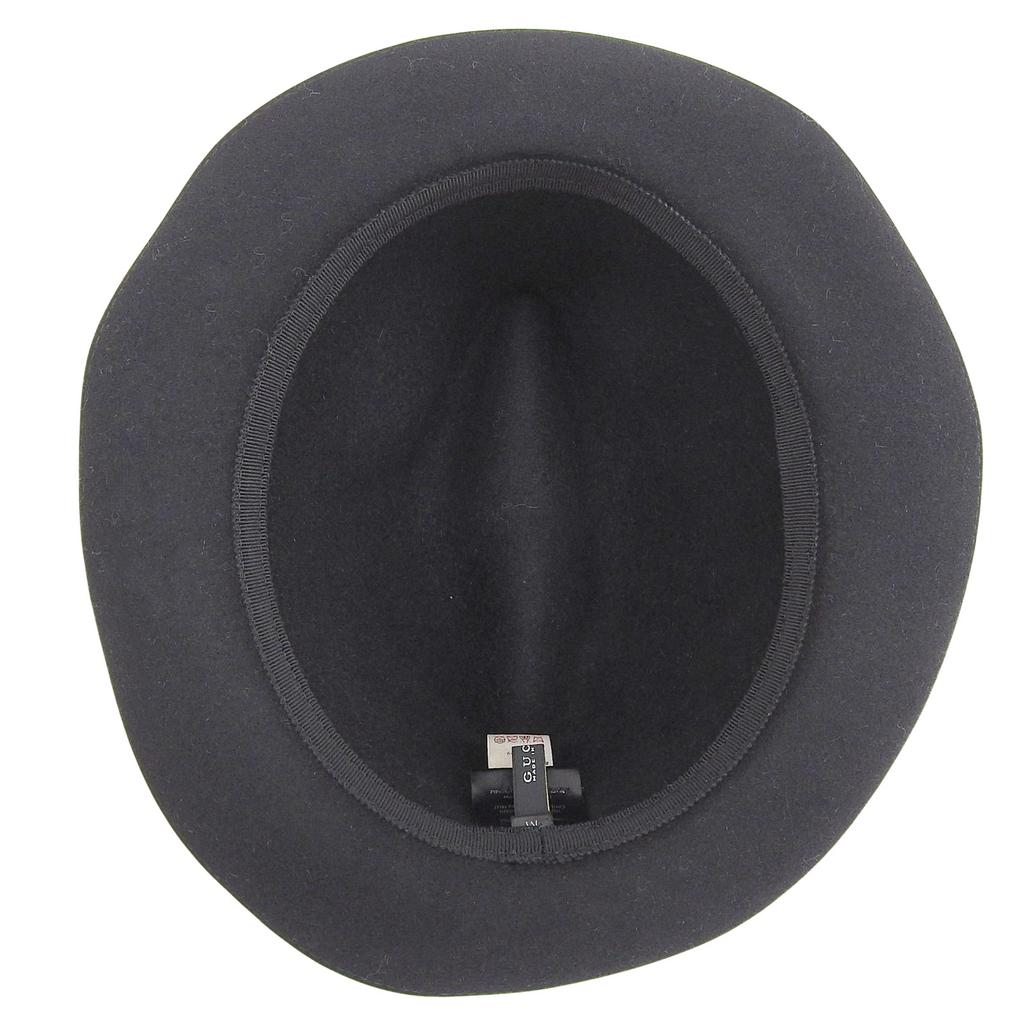 Отличная шляпа GUCCI 100% Фетр Кожа Отворот черная Кролик мужская M Б/У