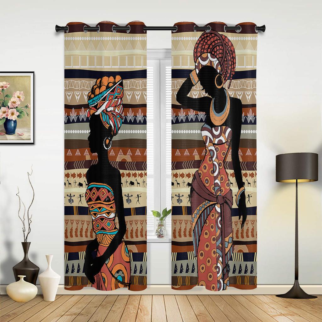 Ethnic Style African Women Black Women Curtains for Bedroom Living Room Drapes Kitchen Children's Room Window Curtain Home Decor