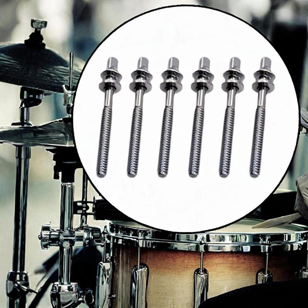 6 Pieces Drum Tension Rods Lug Bolts Screws for Percussion