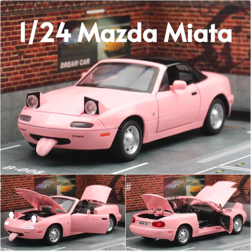 Новая 1/24 Mazda Miata MX5 Convertible Sports Car Toy Car Model Литой металлический сплав Миниатюрная модель автомобиля Звук и свет Коллекция Подарок для мальчиков
