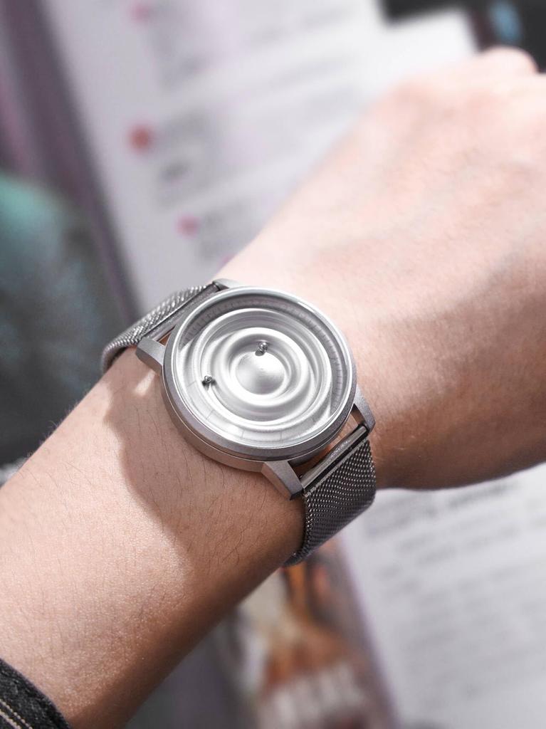 Магнитные часы с шарикоподшипником, дизайн унисекс, кварцевые часы, минимализм, повседневные, водонепроницаемые, 40 мм, серебристый циферблат, серебристый ремешок из нержавеющей стали, сетчатый ремень [EUTOUR]