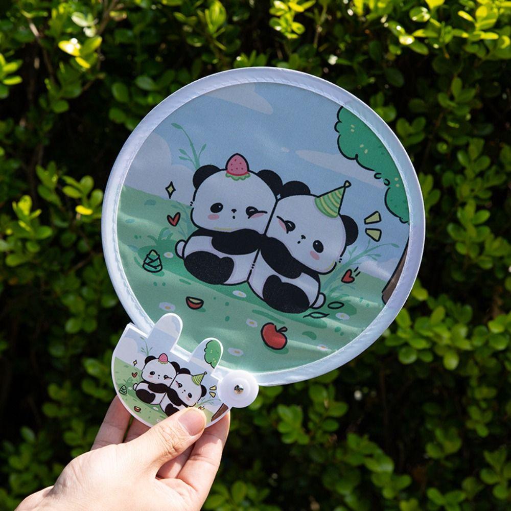 Round Handheld Fan Portable Foldable Fan Creative Collapsible Pocket Fan Kid