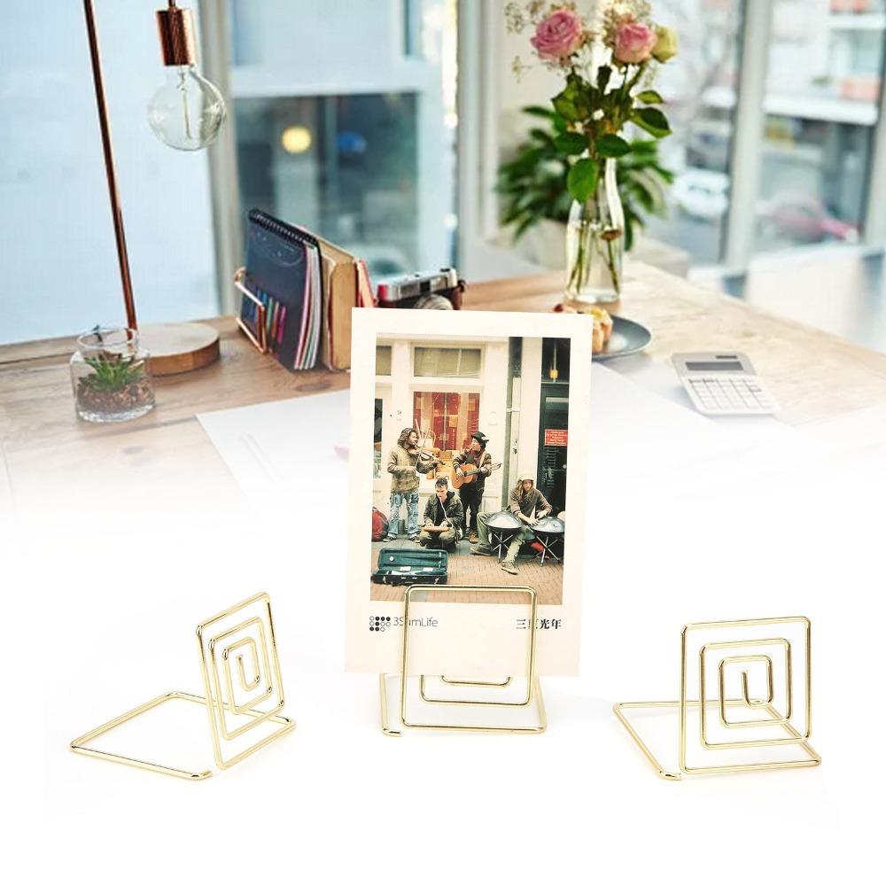 10Pcs Silver/ Rose Gold/ Gold Business Card Holder Square Picture Holder Table Number
