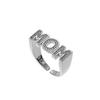 Aesthetic Zircon Letter Ring Zinc Zinc Alloy Gift for Mother's Day Trendy MOM Ring  Overlay