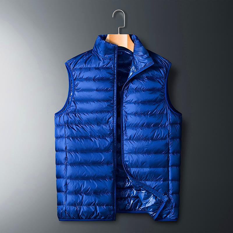 New Autumn Korean Style Men's Down Jacket Solid Color Short Vest Youth Popular Stand Collar Casual Jacket
