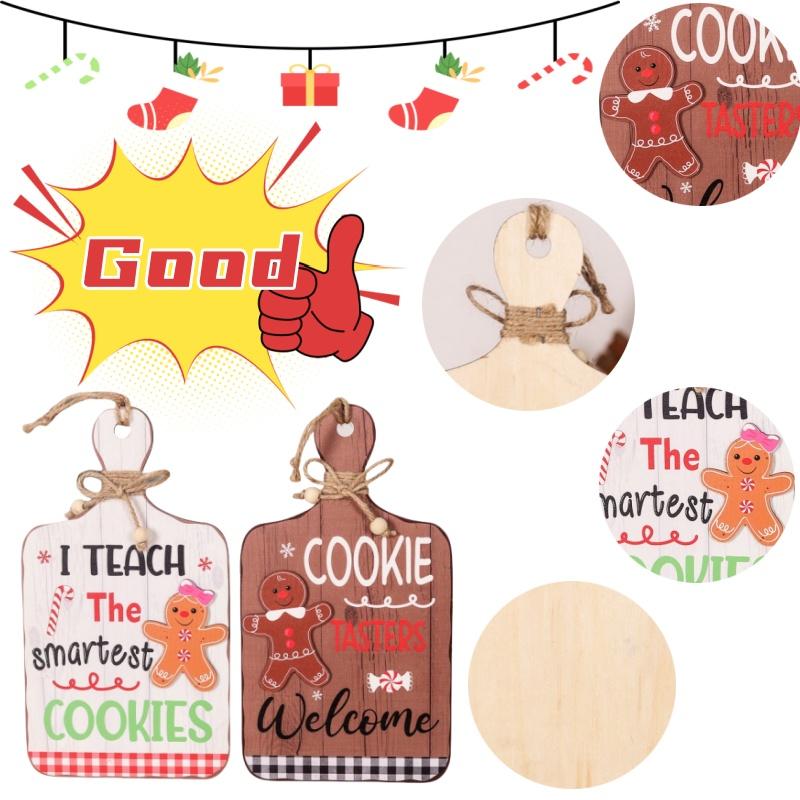 Christmas Gingerbread Man Wooden Ornaments Home Cookie Man Decor Hangings Sign Pendants Welcome Front Door Hanger New Year Gifts